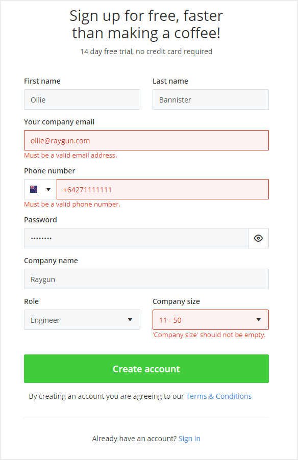 Incorrect field validation